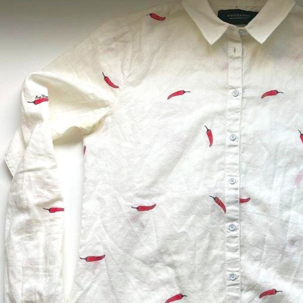 Scotch & Soda Chilli Print Button Down Shirt Blouse SM